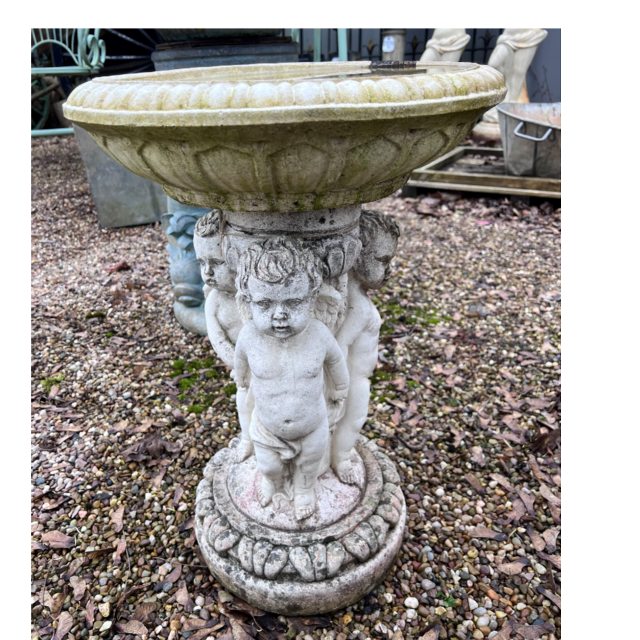 Three cherubs bird bath VIN591E Lutterworth Antiques