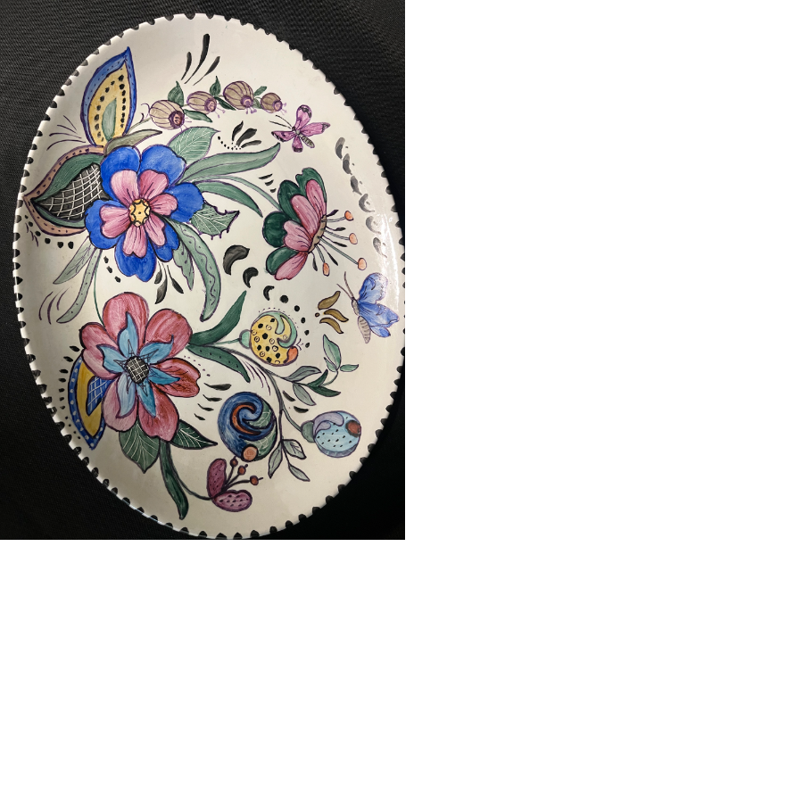 Vintage ‘Adams’ White Plate Hand Painted Floral Design by Emily Robinson - VIN1000Z