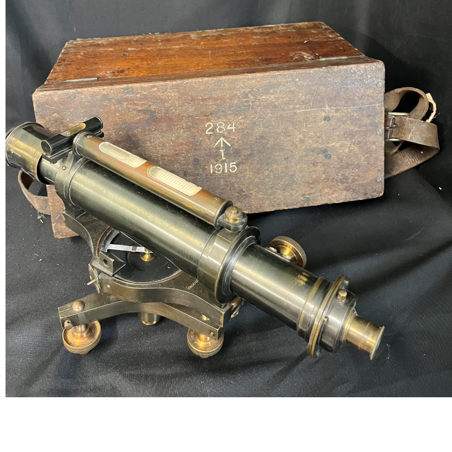1915 First W.W. Theodolite by Troughton & Simms complete with original case and stand all stamped with broad arrow and the date 1915  - VIN704A