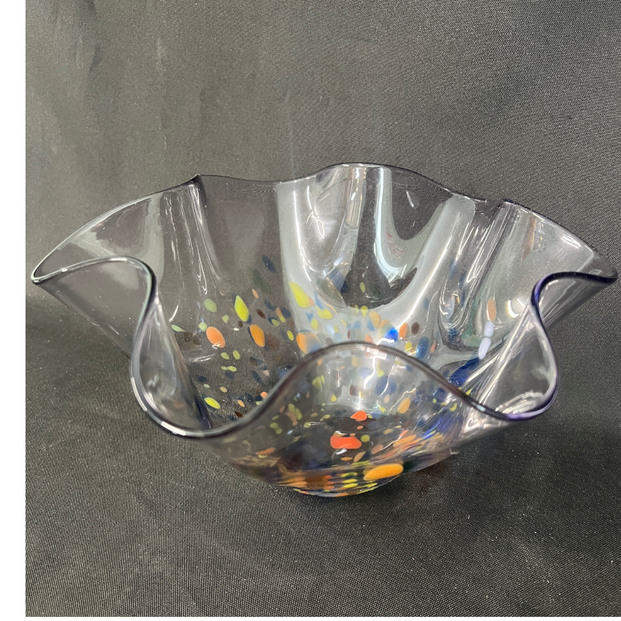 ‘Unique Crystal’ handmade in Poland multi-coloured splatter glass bowl - VIN901Q