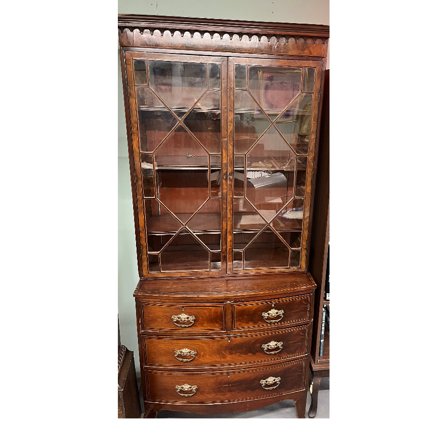 Antique Display Cabinet on a Chest of Drawers - VIN1004D