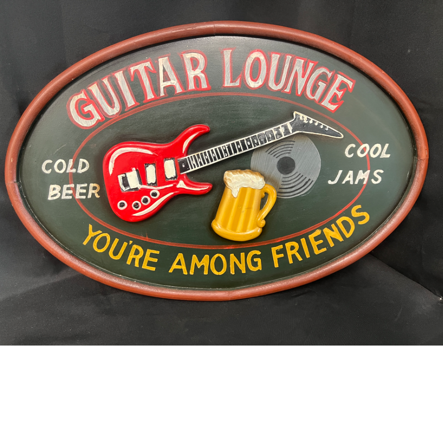 Wooden Guitar Lounge 3D Sign - VIN919W