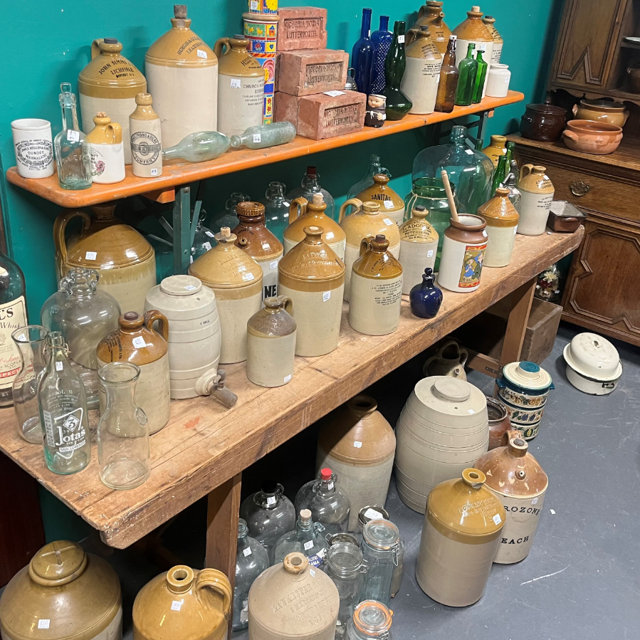 Variety of Salt Glazed Stoneware Flagons, Demijohn Bottles and Carboy Bottles - Prices vary