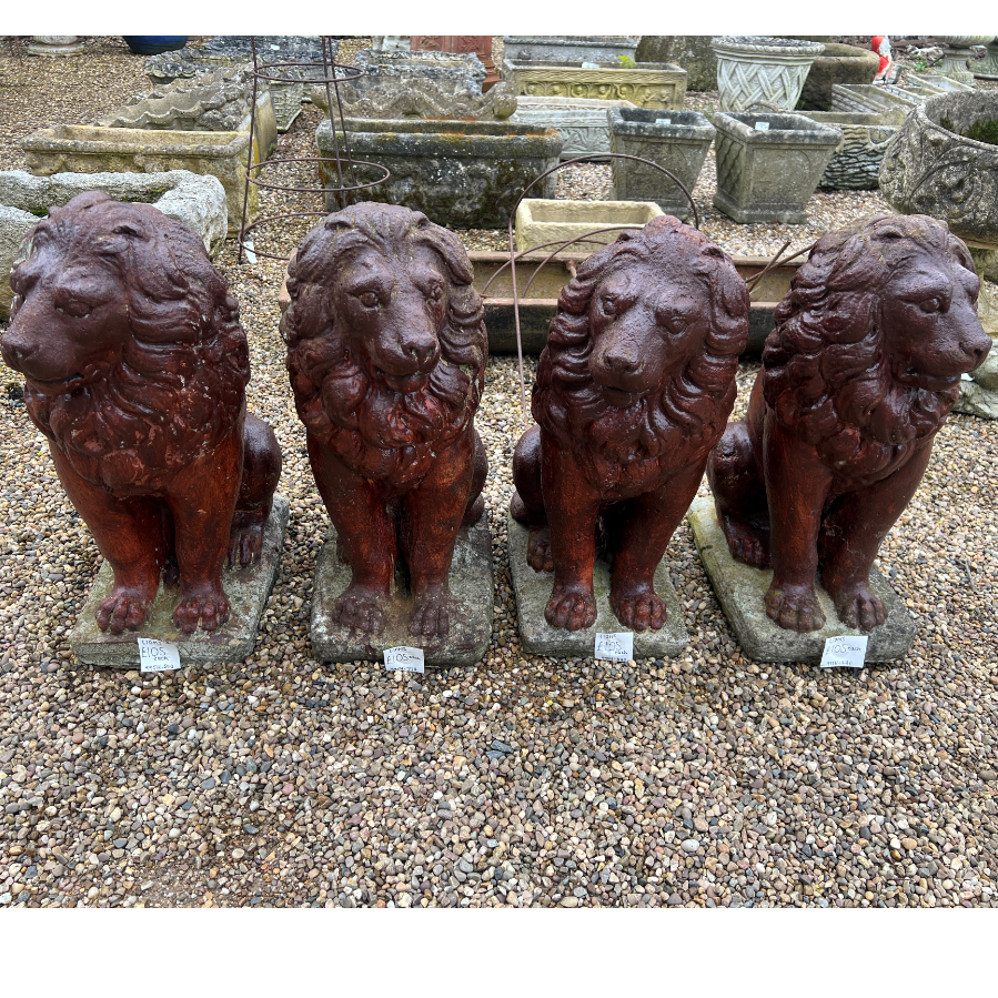 Reconstituted Stone Sitting Lion Statues - VIN995H