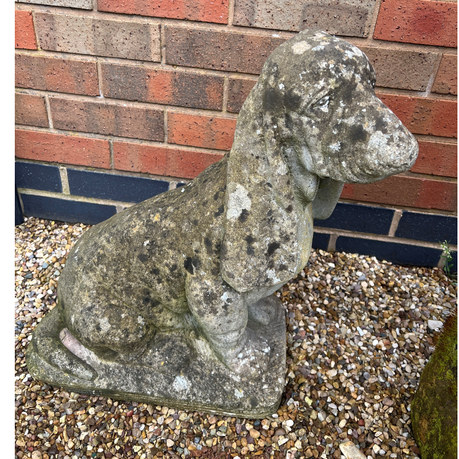 Weathered Stone Dog Statue - VIN1001D