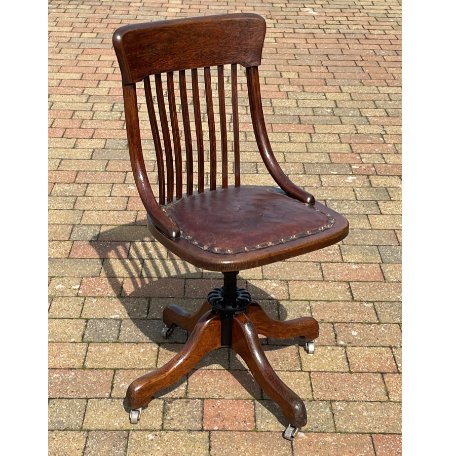Antique Solid Oak Swivel Office Chair - VIN1019Q
