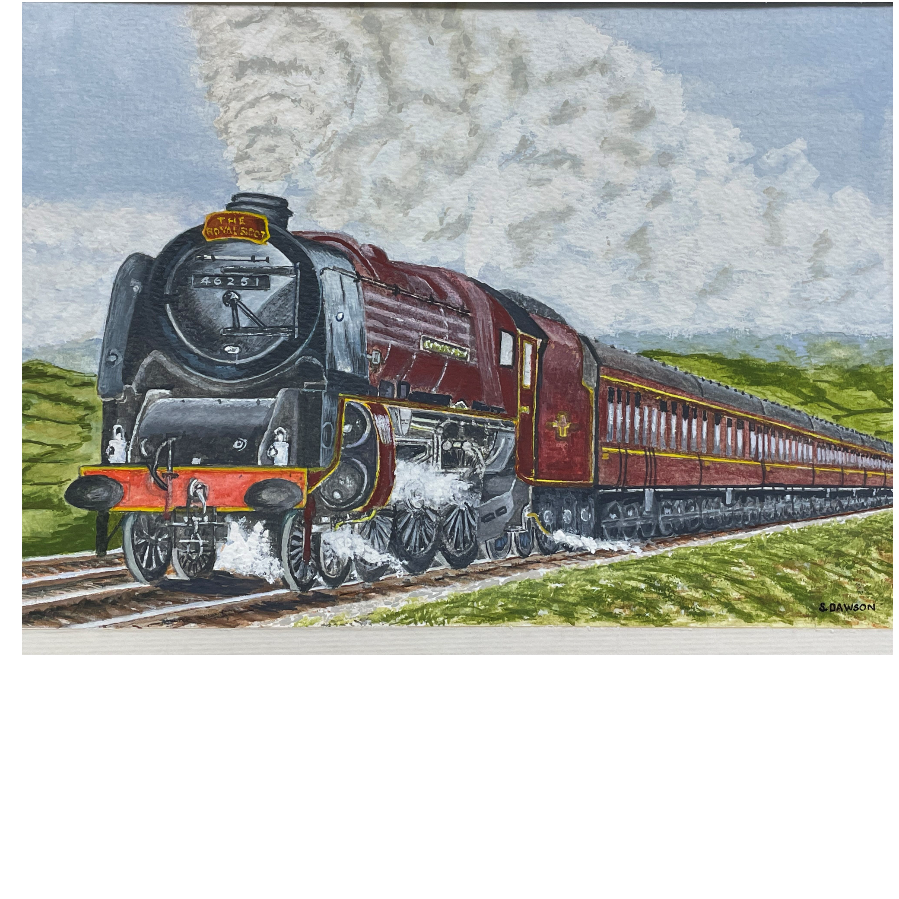 Original Painting by S.Dawson - British Rail Duchess Class engine 46251 - City of Nottingham - VIN1034L