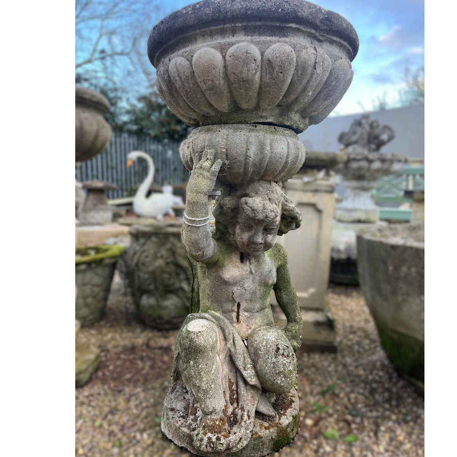 Cherub Birdbath - VIN1075Q