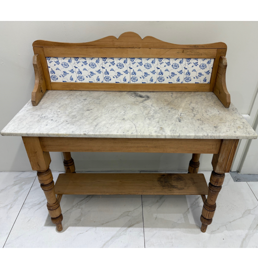 Marble Topped Pine Washstand - VIN1100P