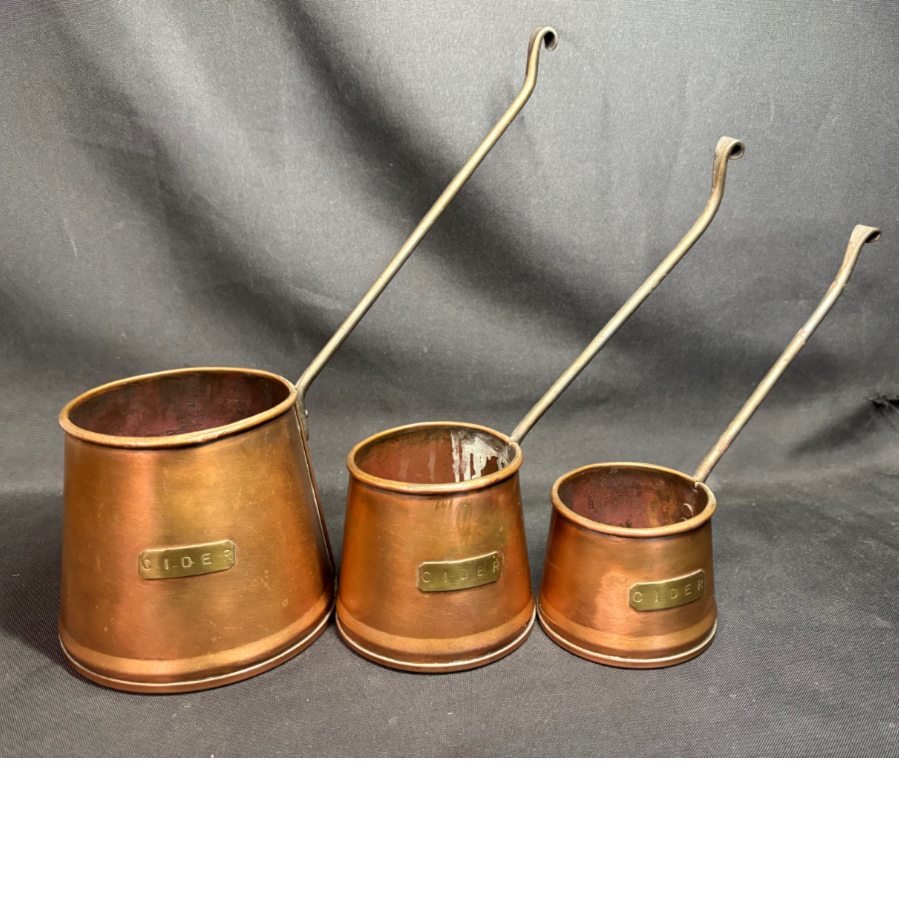 Vintage Set of 3 Copper Cider Measuring Jugs - VIN1124S