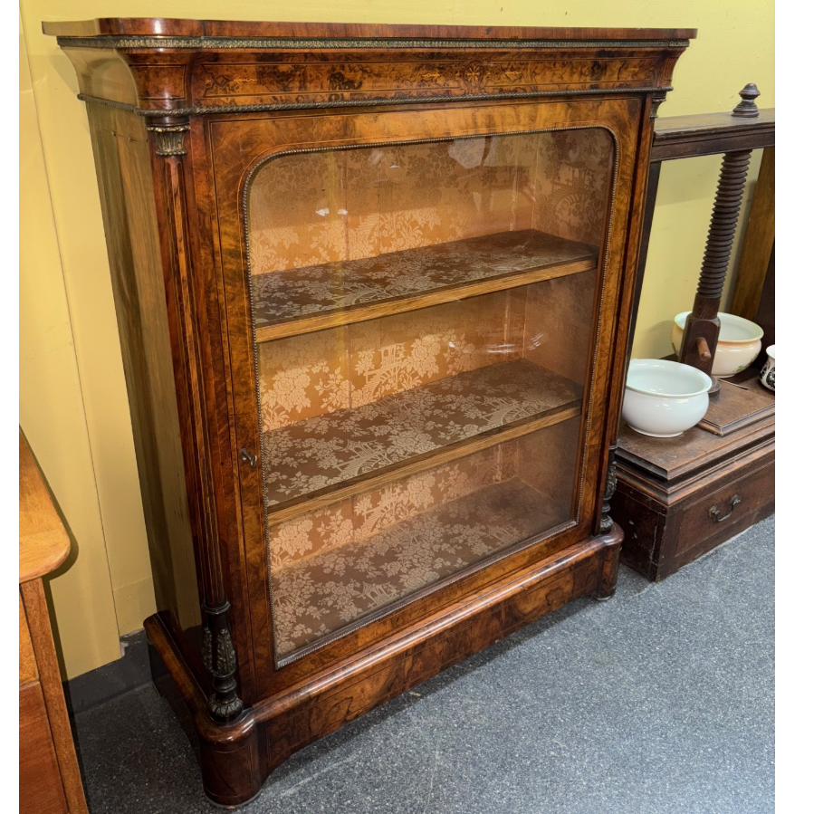 Victorian Antique Walnut Inlaid Pier Cabinet - VIN1101A