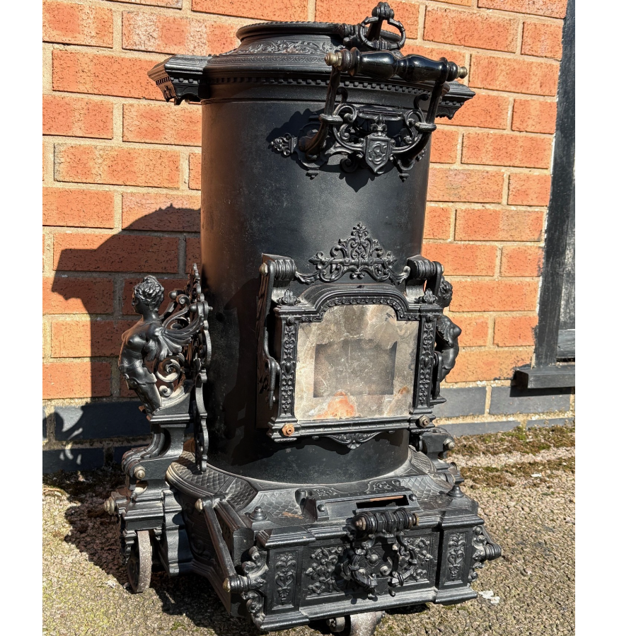 Rare Surviving Antique Choubersky Cast Iron Pot Stove with intricate & ornate detailing - VIN1124A