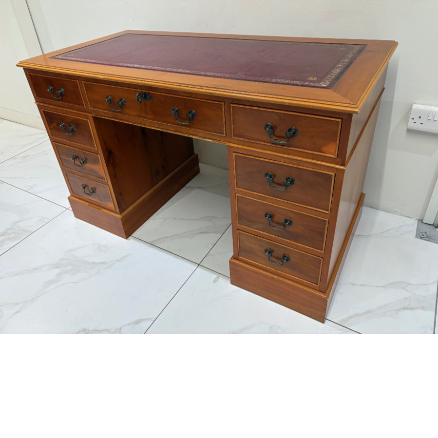 Antique Style Twin Pedestal - Leather Top Desk - VIN1125X