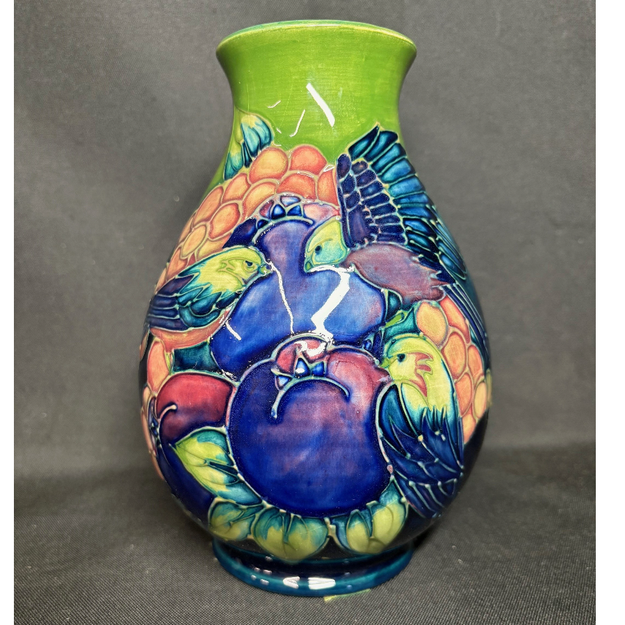 Moorcroft Vase of Baluster - Finches Pattern by Sally Tuffin - VIN1128D