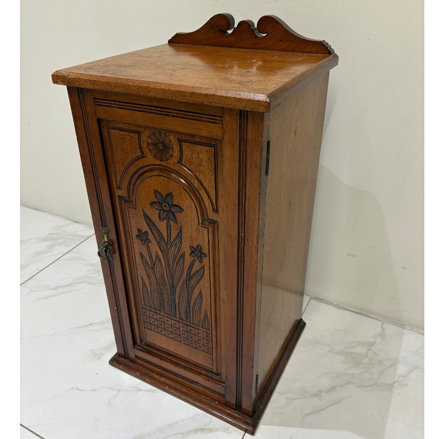 Antique Carved Bedside Cupboard - VIN1132D