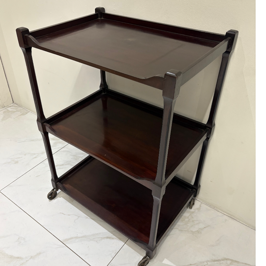 Vintage 3 Tier Mahogany Serving Trolley on Castors - VIN1115M