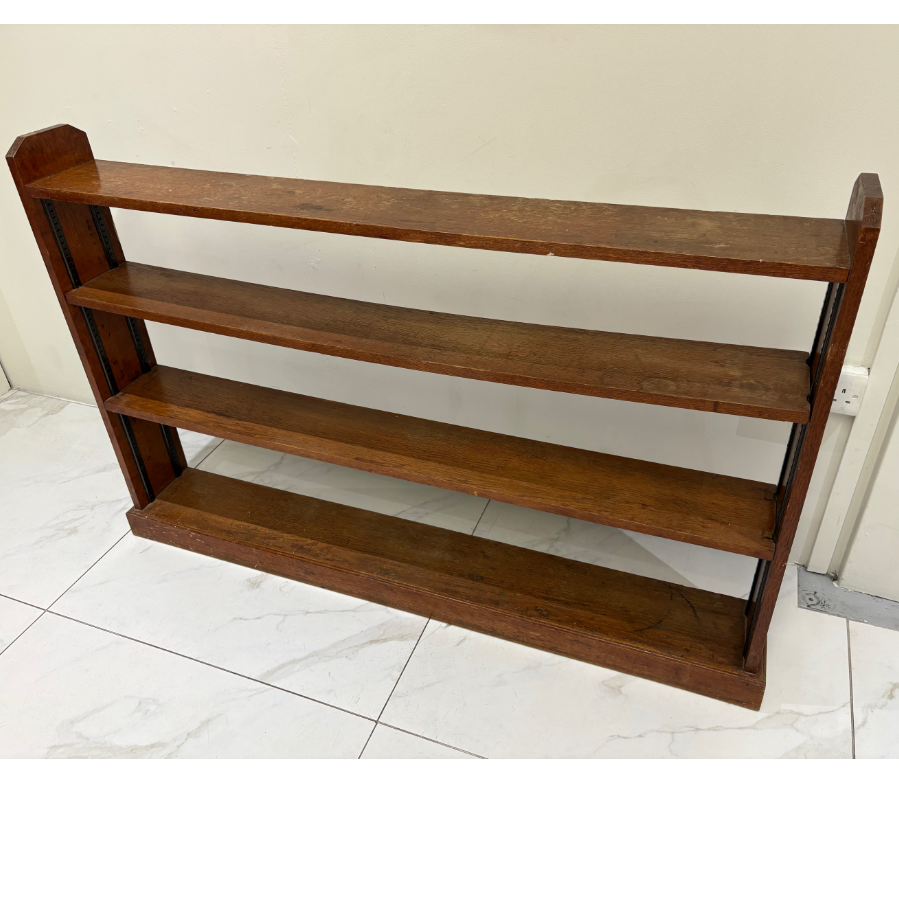 Antique Mahogany Open Bookcase with 2 Adjustable Shelves Raised On a Plinth Base - VIN1134C