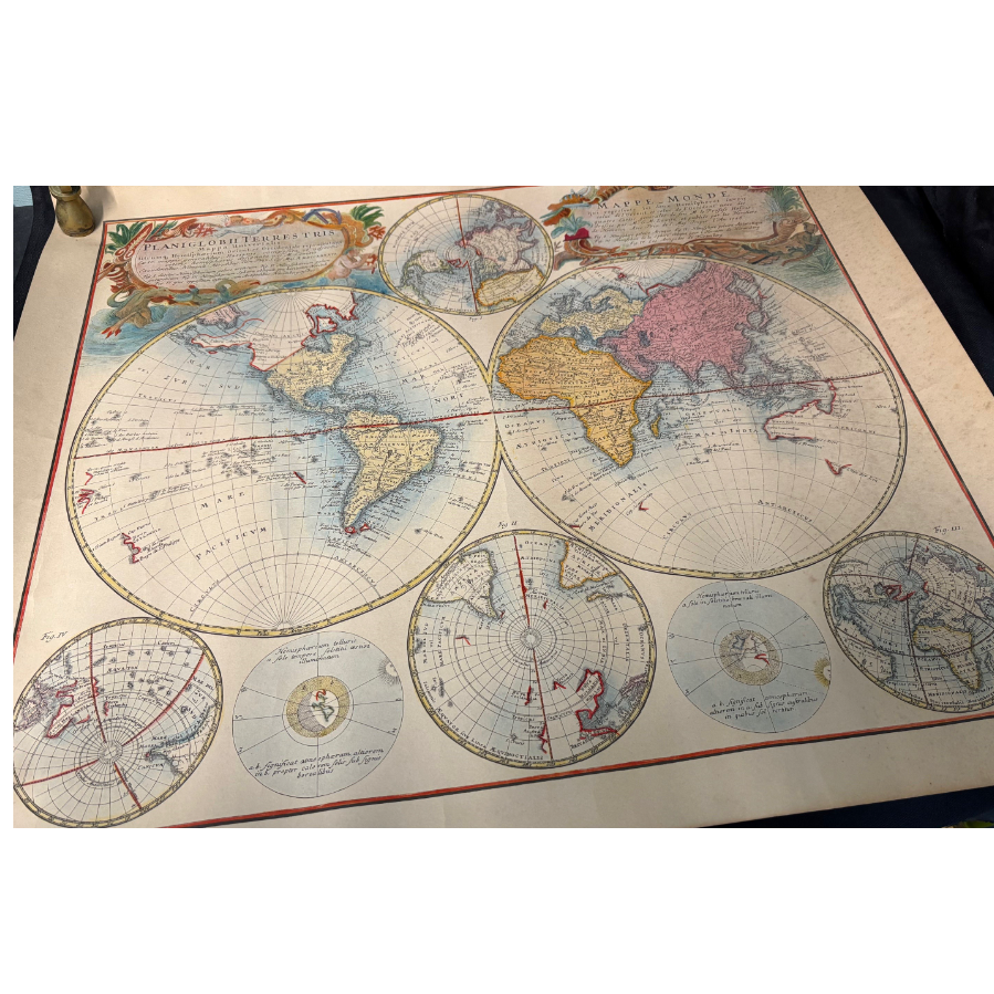 Large Leisure Arts Map of the World (1746) with Original Box Dated May 1968 - VIN1054F