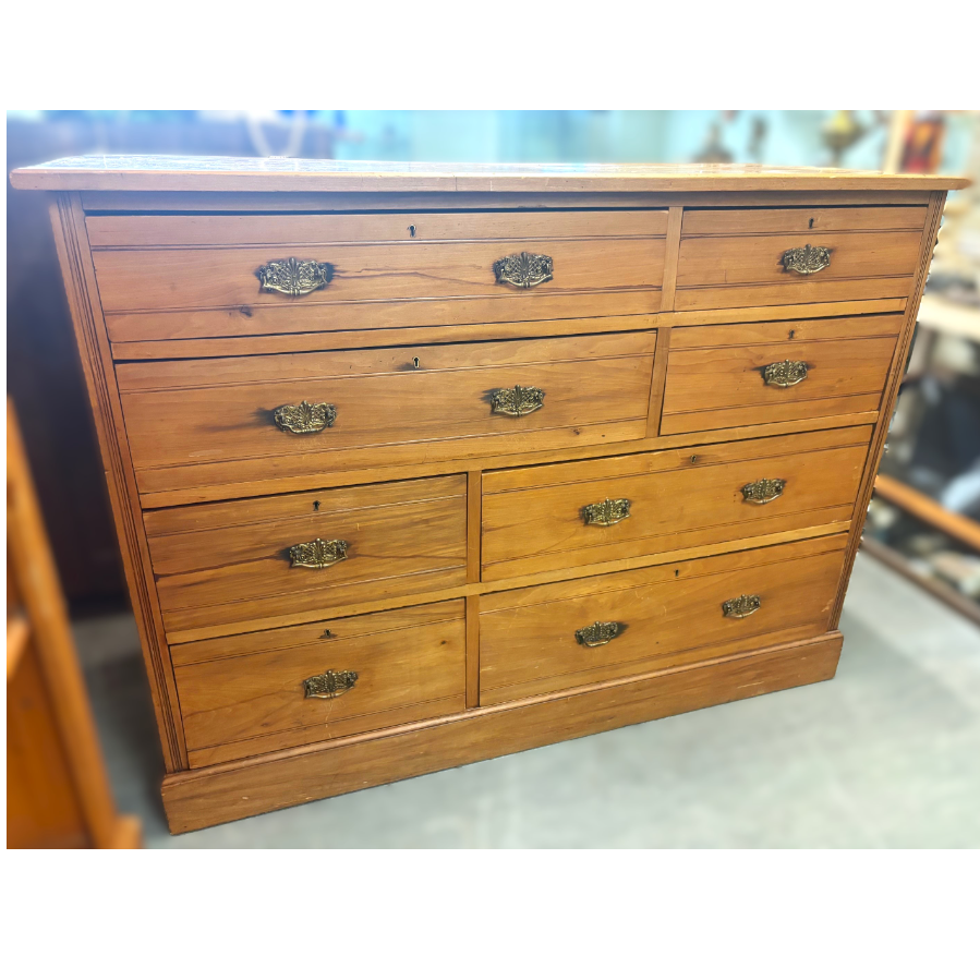 Satin Wood Chest of 8 Drawers - VIN1139S