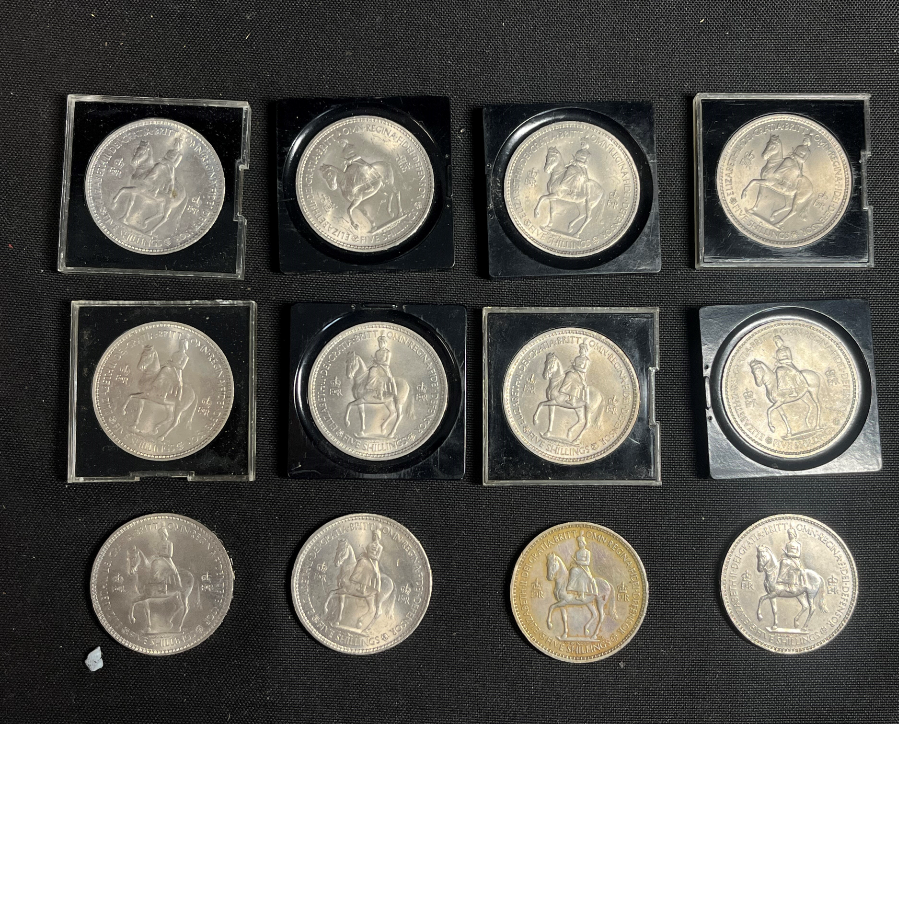 Set of 11 Elizabeth II Coronation Five Shilling Coins