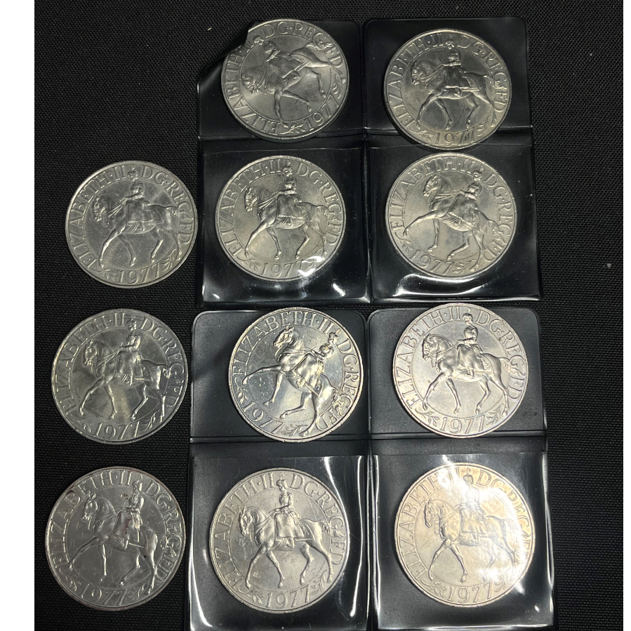 Set of 11 Elizabeth II 1977 Silver Jubilee Coins