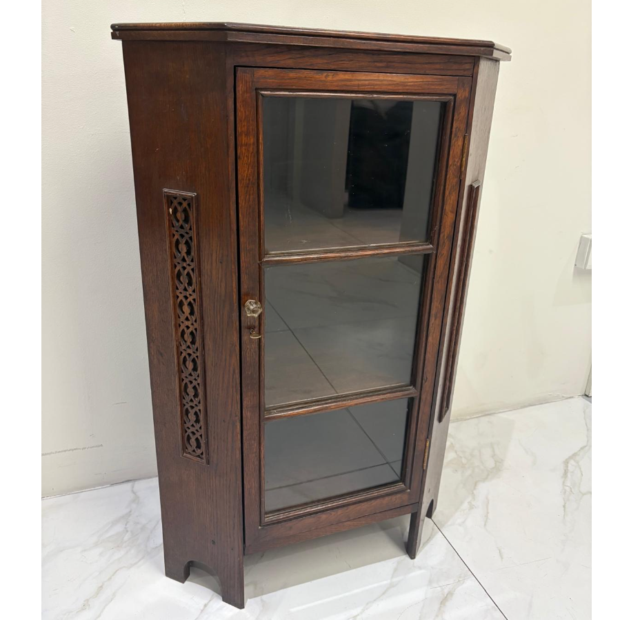Lockable Glazed Small Corner Cabinet - VIN1149T