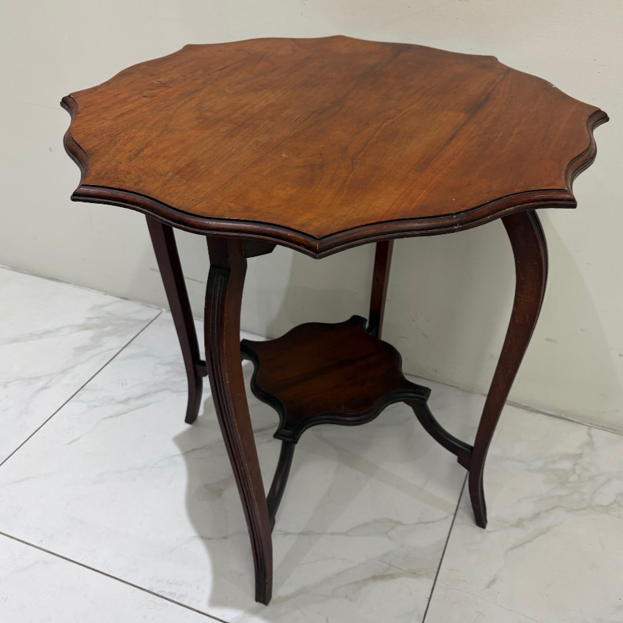 Antique Mahogany Scallop Top Wood table - VIN1070Y