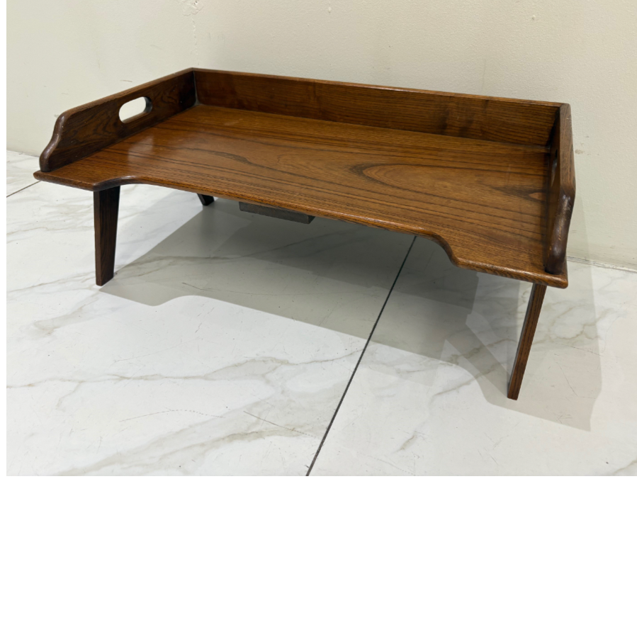 Vintage tray with flip open legs for bed table, with carrying handle and front cut out - VIN1140W