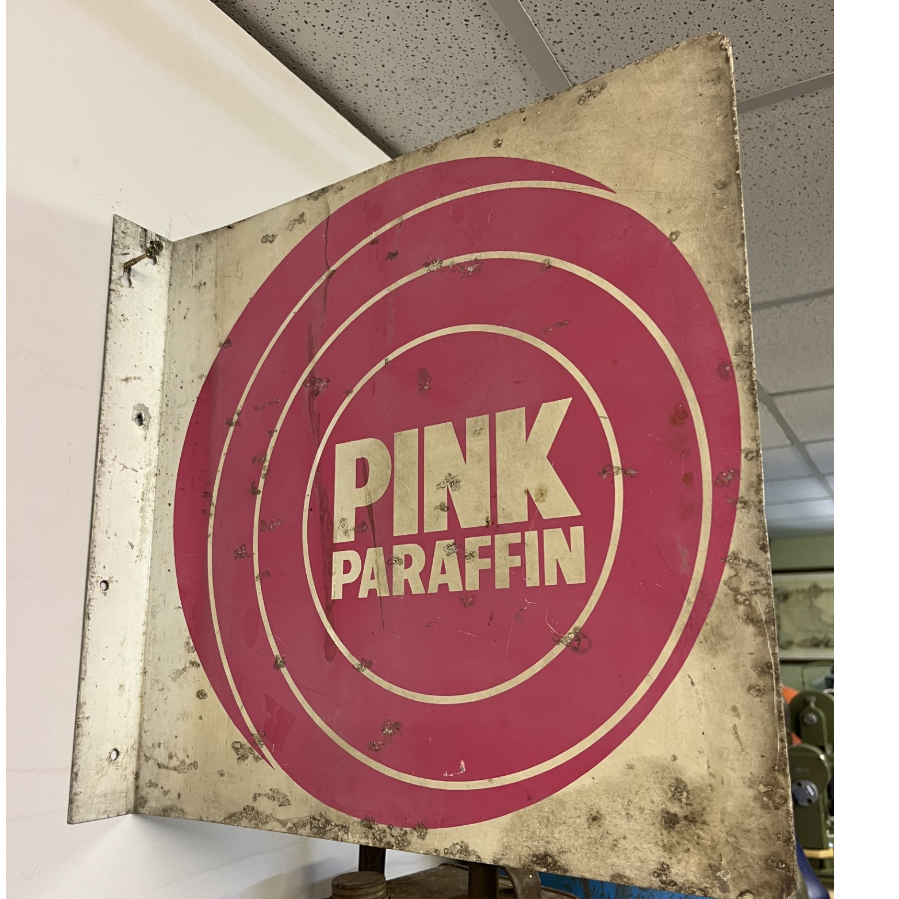 Original Pink Paraffin Double Sided Tin Sign - VIN1141X