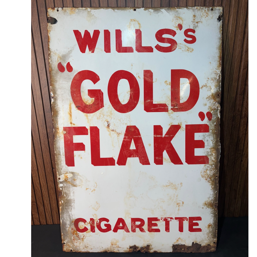 Antique Original Wills's Gold Flake Cigarette Enamel Sign - VIN1153R