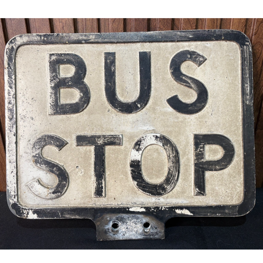 A Cast Metal Double Sided Bus Stop Sign - VIN1147H
