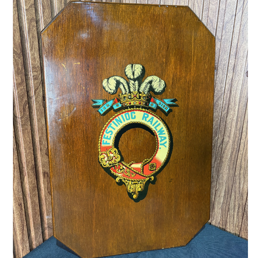 Antique Festinioc Railway Crest Wooden Plaque - VIN1150K - COPY