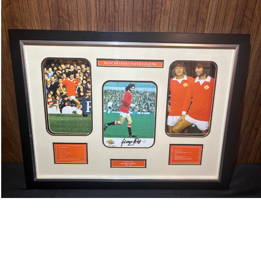 George Best Hand Signed Framed & Glazed Montage – VIN1155B