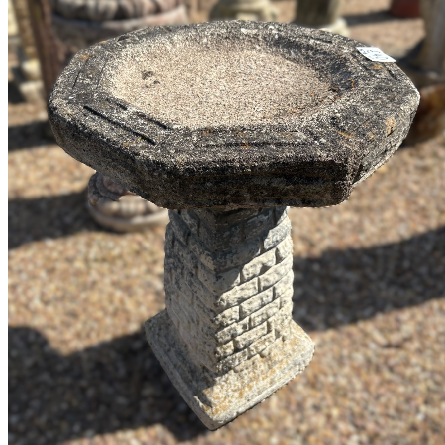 Vintage Brick Effect Reconstituted Stone Bird Bath - VIN1157B