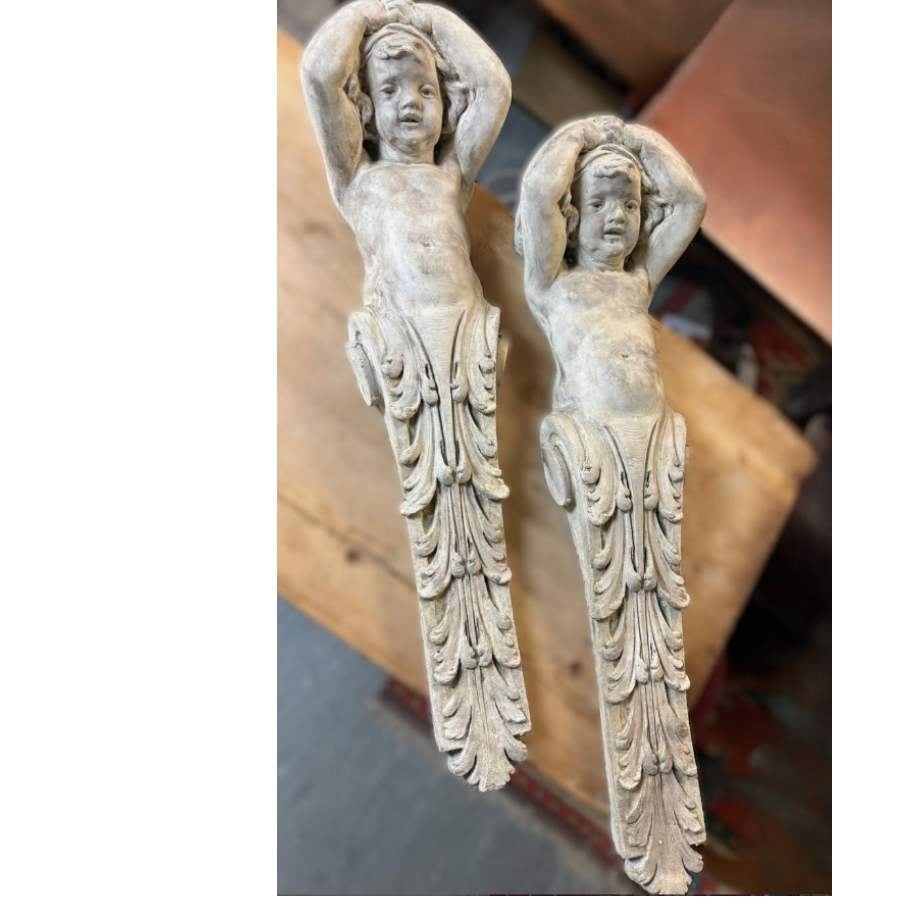 A Pair of Cherub Wall Hanging Corbels - VIN620J