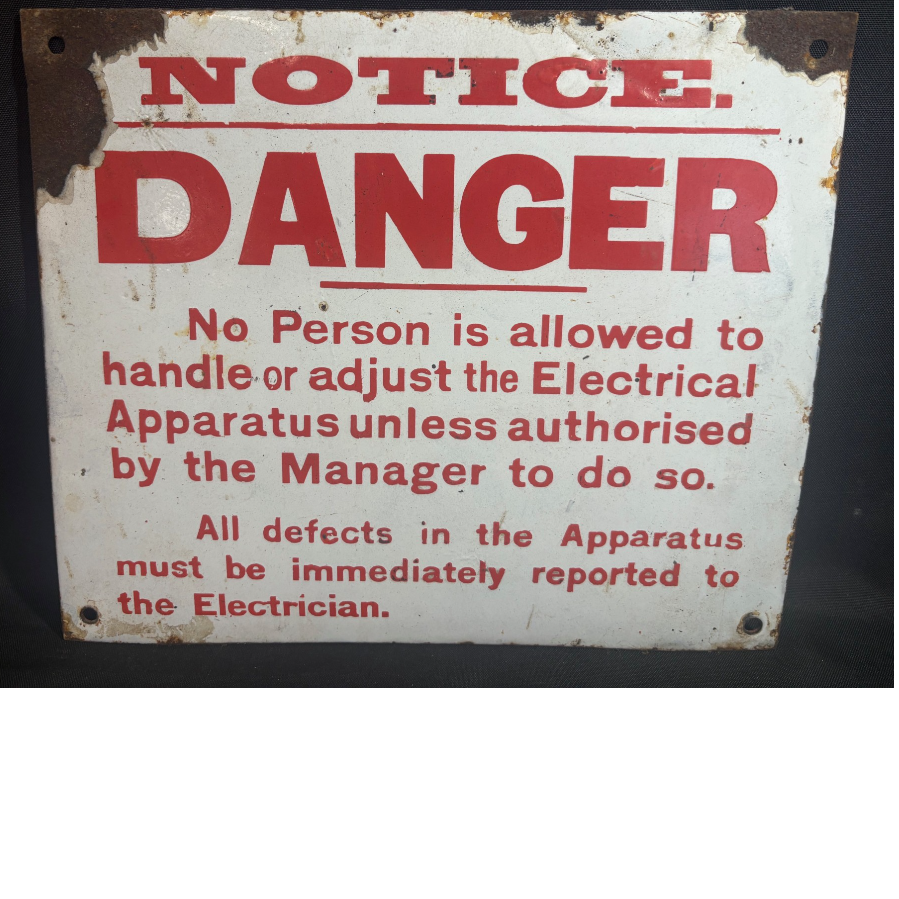 Old Original Enamel Sign Notice Danger - VIN1159C