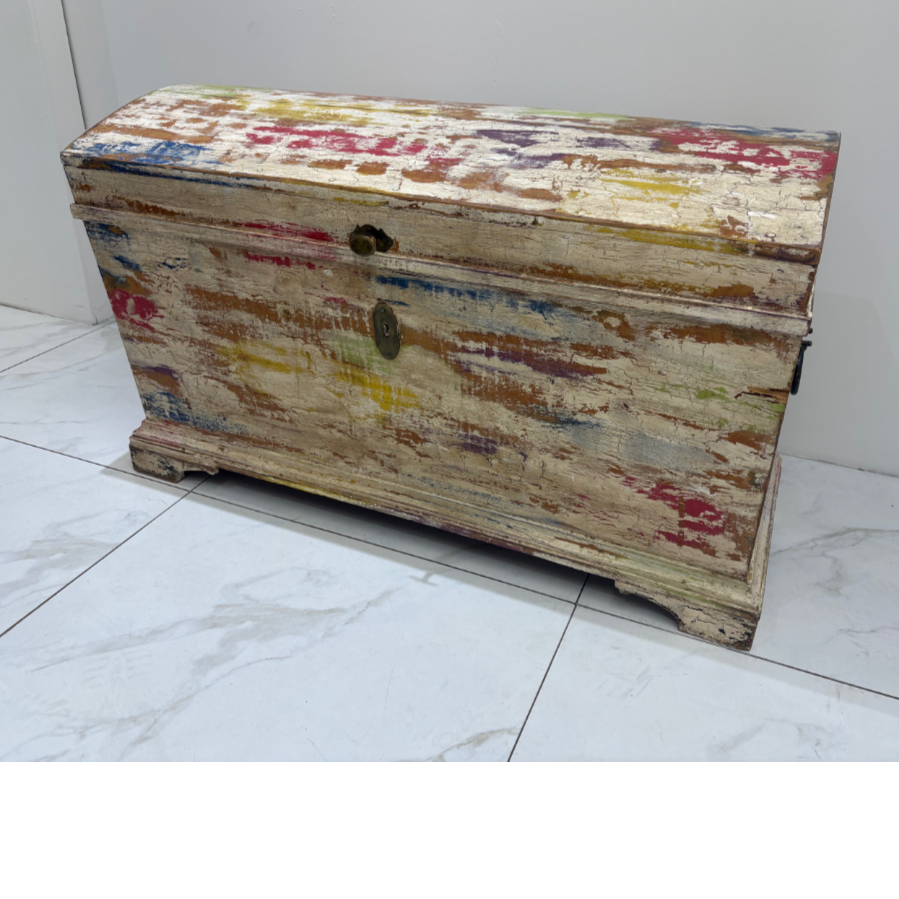 Old Domed Storage Chest With Wonderful Coloured Patina - VIN1156A