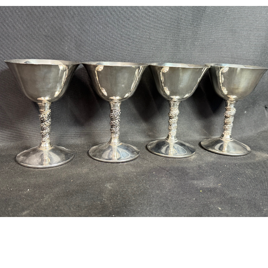Set of 4 Falstaff Silver Plated Goblets - VIN1149P - 3 Sets Available