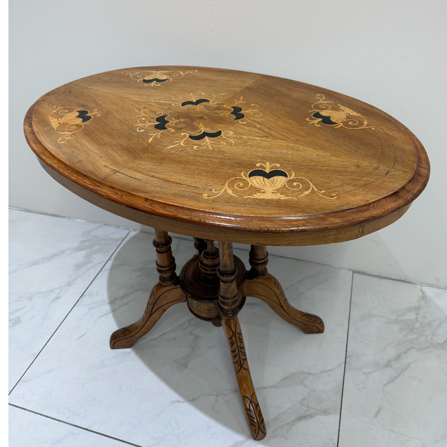 Antique Inlaid Oval Table - VIN1166A