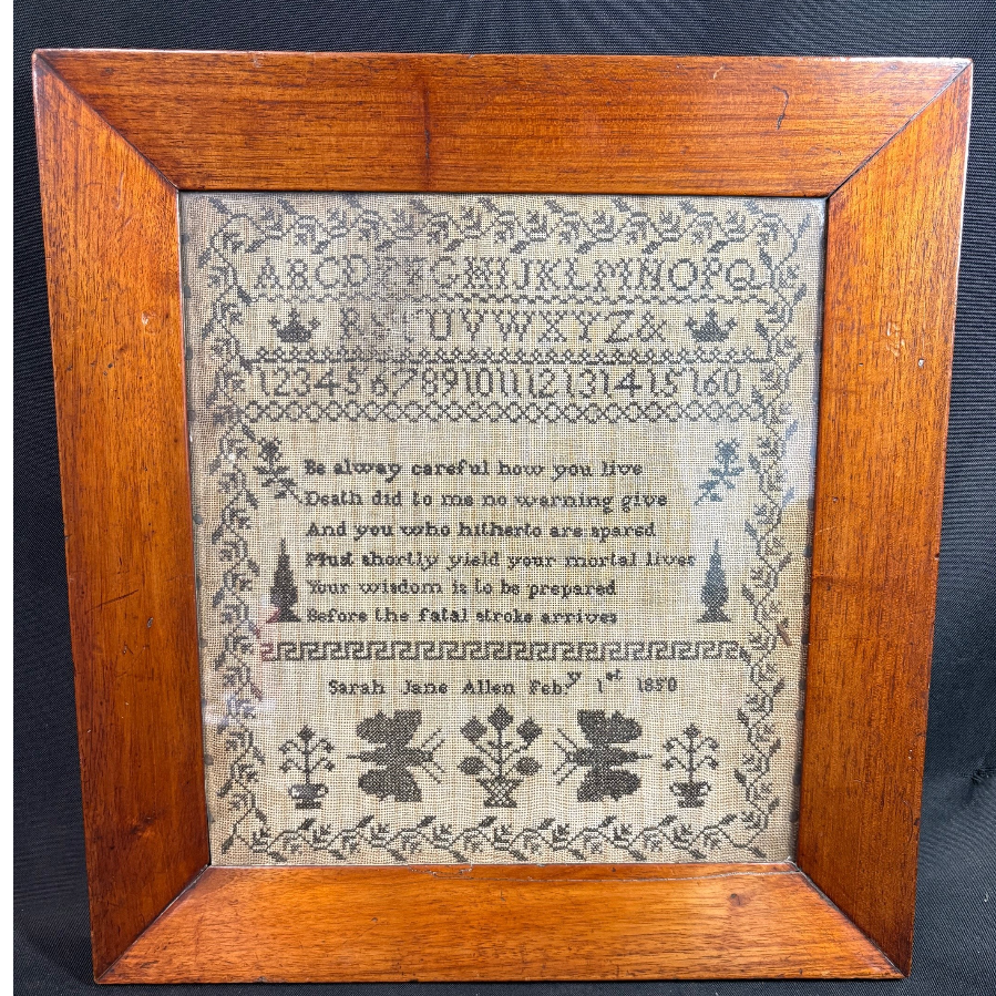 A Victorian needlework sampler dated February 1st 1850 by Sarah Jane Allen - VIN1146U