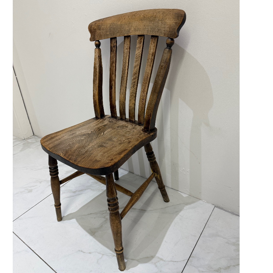 Antique Farmhouse Kitchen Lathback Chair, probably Elm and Beech - VIN1170K