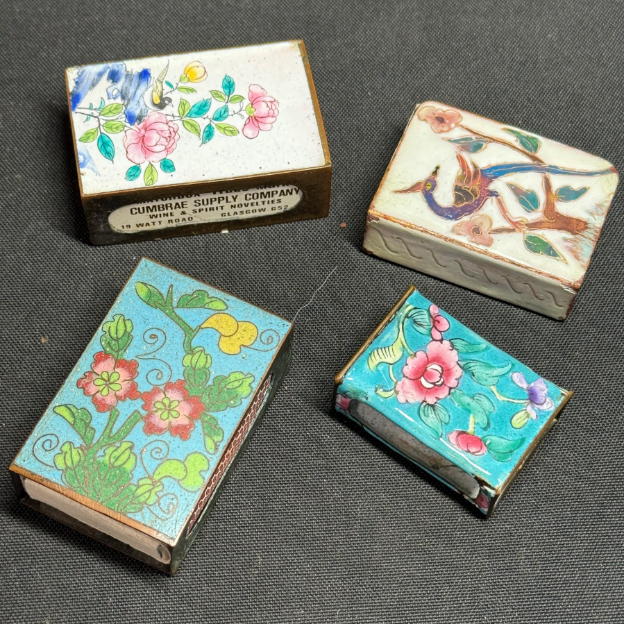 Variety of Vintage Floral Enamelled Brass Matchbox Holder - VIN1164T - Individually Priced