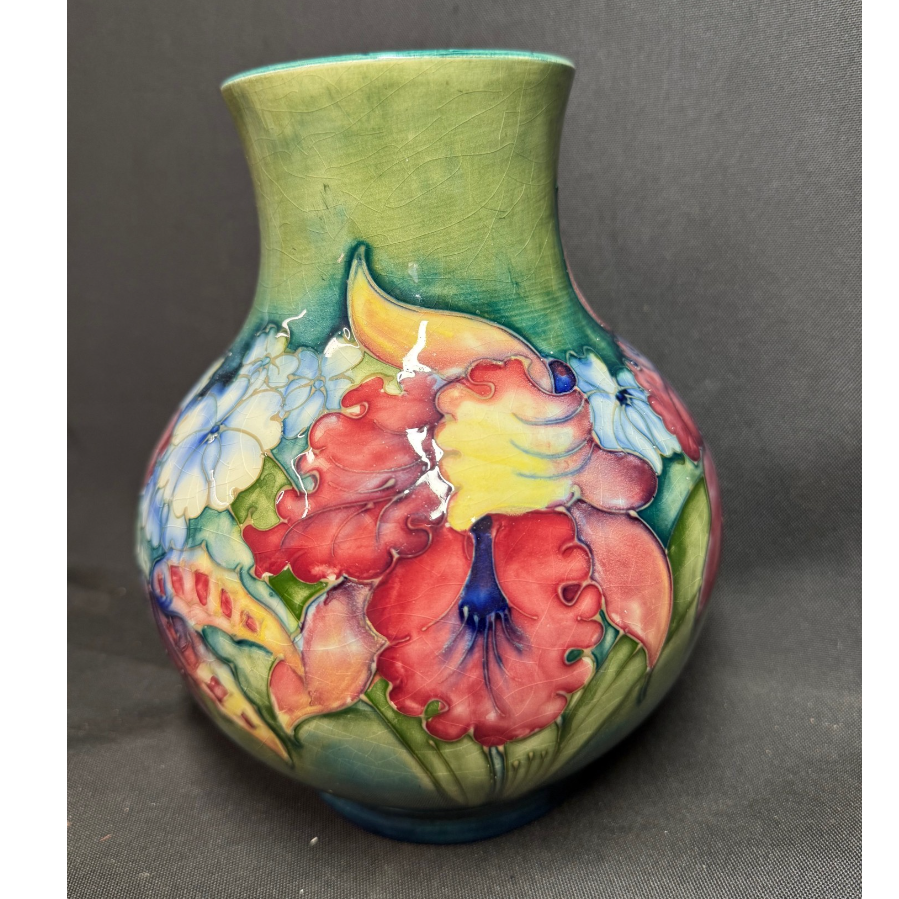 Large Moorcroft Orchid Pattern Pottery Vase - VIN1177C