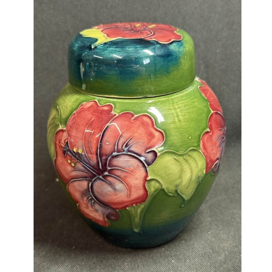 Moorcroft Green Hibiscus Ginger Jar - VIN1177E