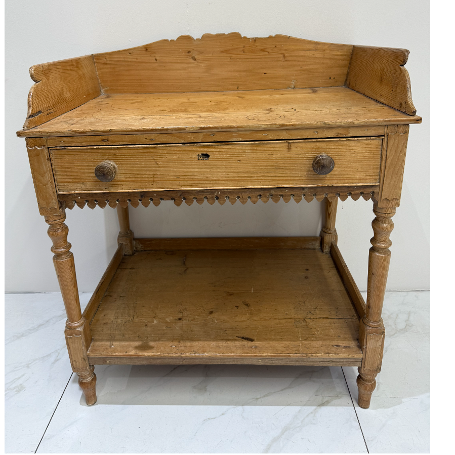 Vintage Wash Stand In Pine with Single Full Width Drawer - VIN1175F