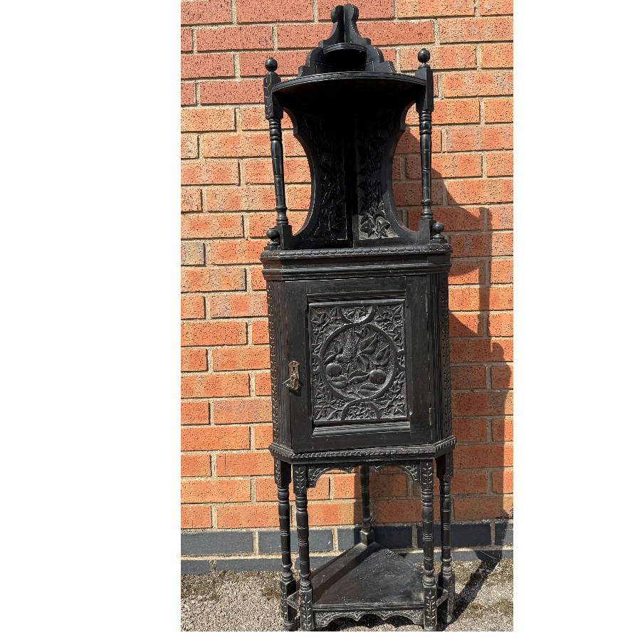 Antique Ebonised Carved Corner Unit - VIN1167A