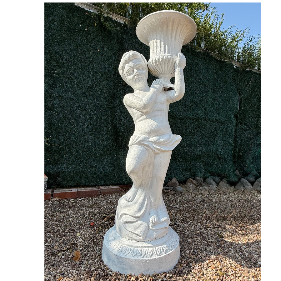 Mid Century Cast Iron Cherub Urn - 2 available - VIN461D
