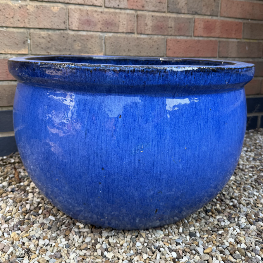 Large Blue Glazed Plant Pot - VIN1164E