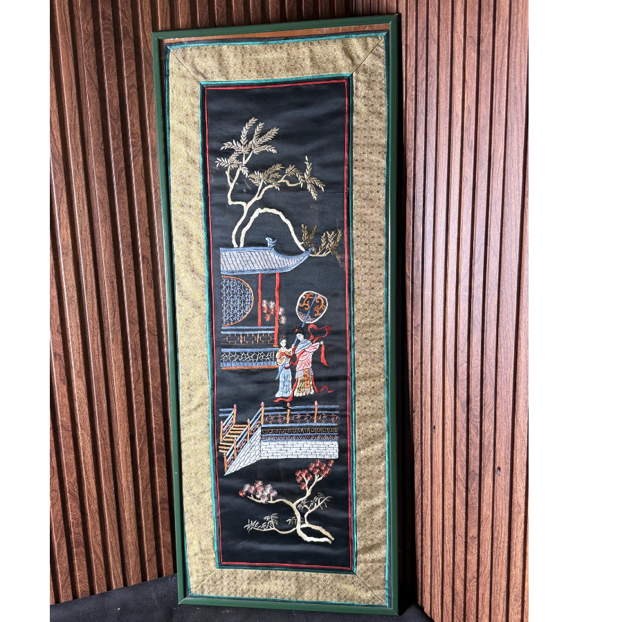Vintage Framed Chinese Silk Needlepoint Tapestry - VIN1135F