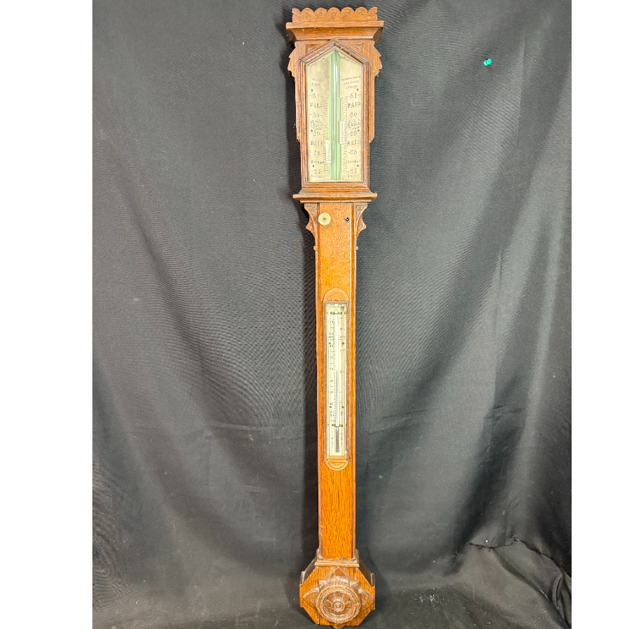 A Victorian Walnut Stick Barometer by Negretti & Zambra - VIN1175J